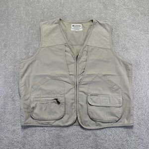 Vintage Columbia Sportswear Utility Vest Size XL Beige Pockets Fishing Outdoor